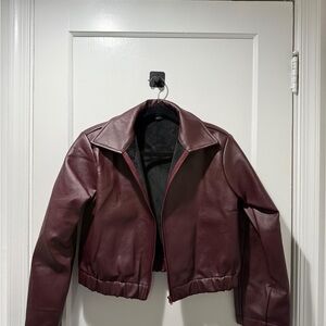 Women's Burgundy Leather Jacket